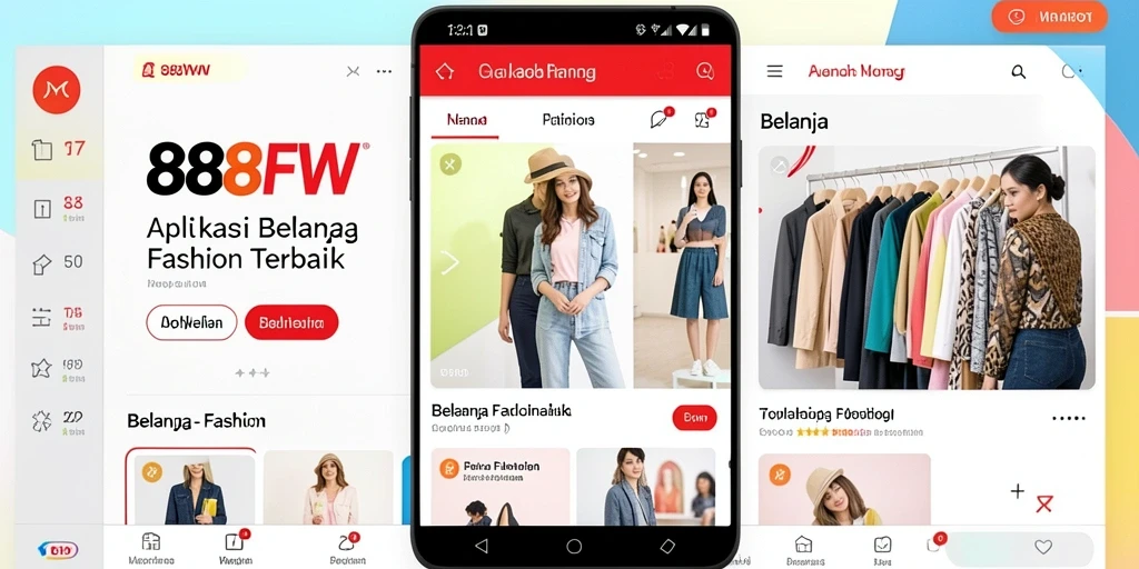 Antarmuka pengguna 888FW yang modern dan intuitif untuk belanja fashion.