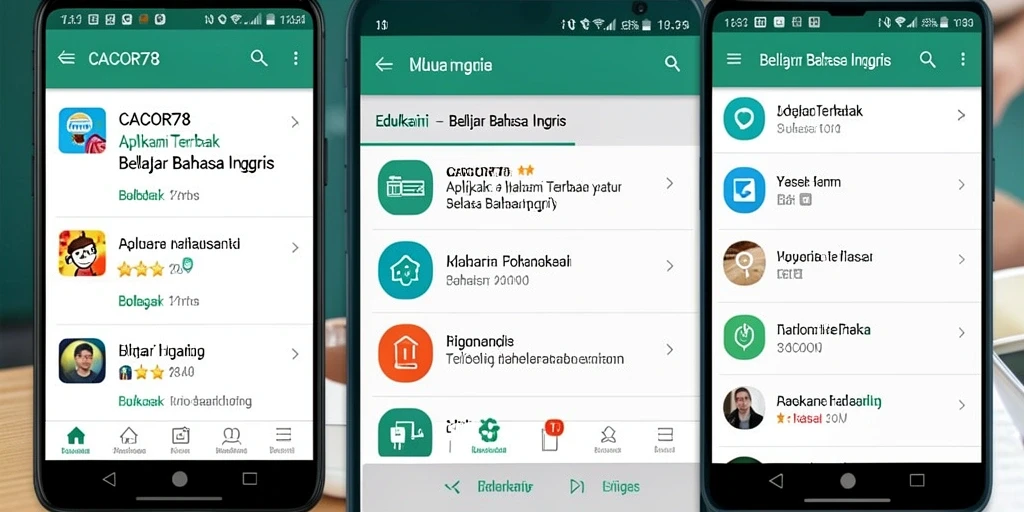 Tampilan antarmuka aplikasi CACOR78 yang menarik untuk belajar Bahasa Inggris.