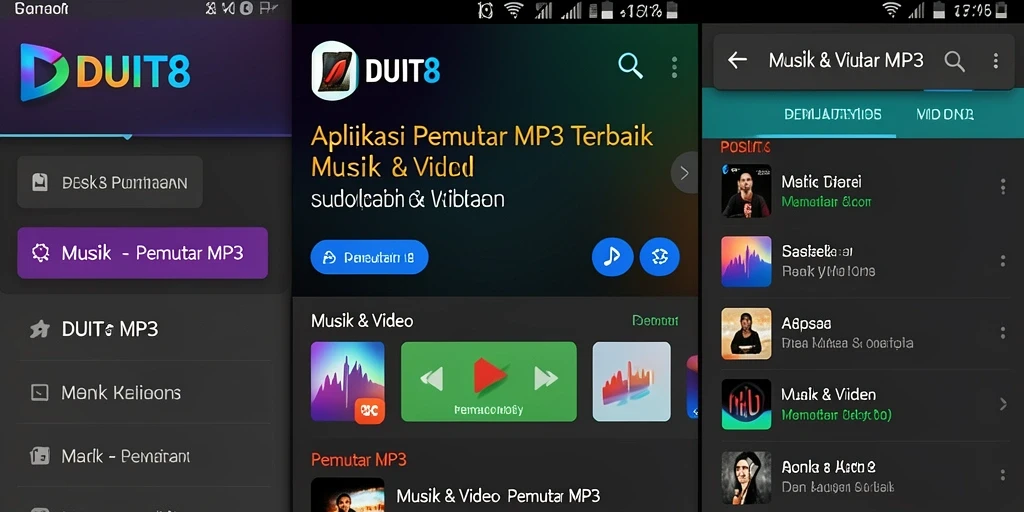 Antarmuka pengguna DUIT8 yang ramah dan menarik untuk Pemutar MP3.