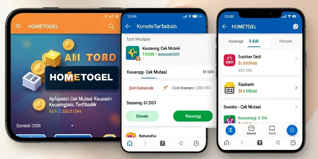 Tampilan antarmuka aplikasi HOMETOGEL untuk cek mutasi keuangan.