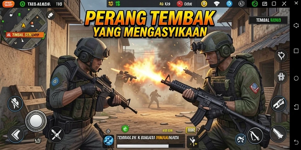 Tampilan antarmuka KAKRP dengan berbagai pilihan senjata tembak.