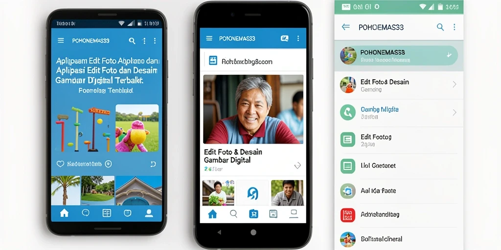 Antarmuka pengguna POHONEMAS33 dengan fitur pengeditan foto yang menarik.