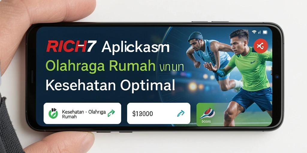 Tampilan antarmuka aplikasi RICH7 untuk olahraga rumah yang user-friendly.