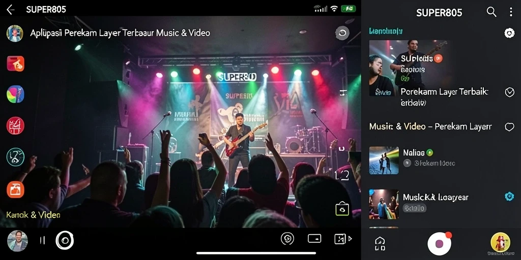 Tampilan antarmuka pengguna SUPER805 dalam mode perekaman layar.